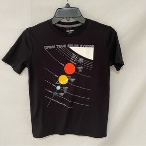 Old Navy Boys' Black Solar System. Crew Neck T-Shirt Size Large